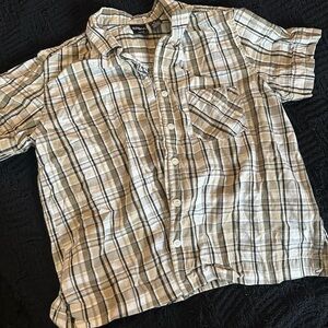 Erika Beige and Black Plaid Button-Down Shirt